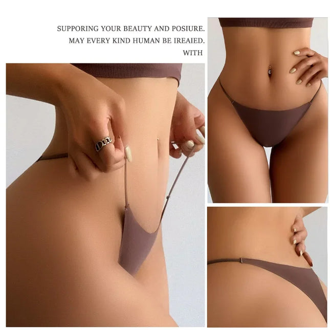 10Pcs Women's Seamless Thong with Thin Straps, Low Waist, High Flexibility