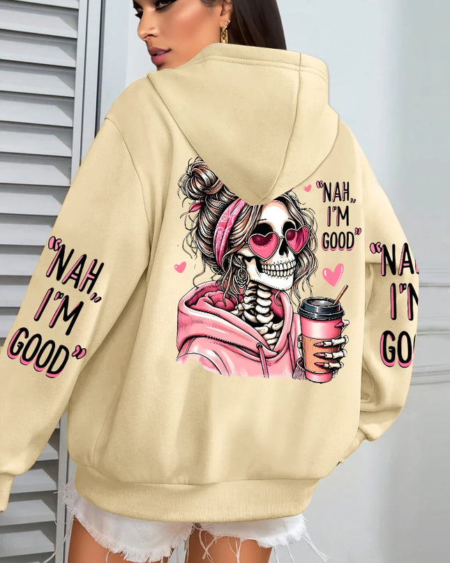 Women's "Expensive Talks Back" Printed Hoodie Sweater - Loose Fit