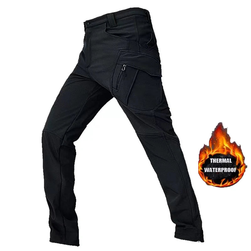 Men’s Waterproof Fleece Cargo Pants – Tactical Hiking Combat Trousers for Men