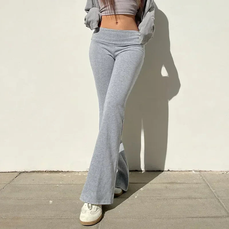 Slim Low-Waisted Flare Pants - Casual  Boot Cut for Women
