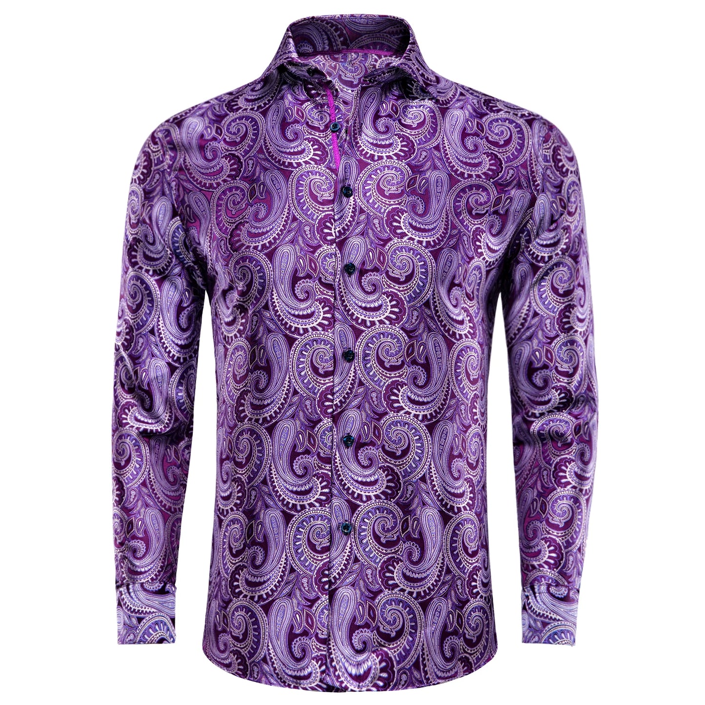 Luxury Gold Men's Silk Jacquard Lapel Shirt