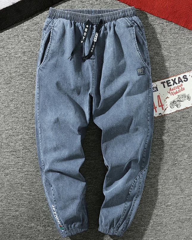Men's Jogger   Casual Denim Cargo Pants Stretch Cotton Taper Jeans Baggy Trousers