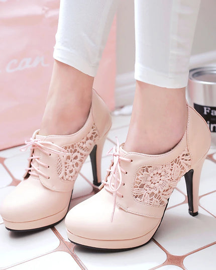 Women’s Lace-Up Pointed Toe Platform Wedge Heels