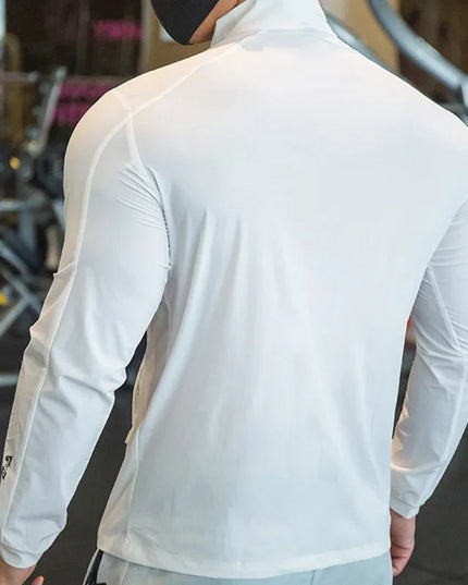 Men's Breathable Elastic Compression Jacket - Lightweight, Athletic Fit for Active Wear