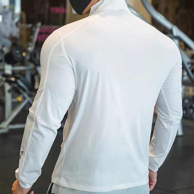 Men's Breathable Elastic Compression Jacket - Lightweight, Athletic Fit for Active Wear