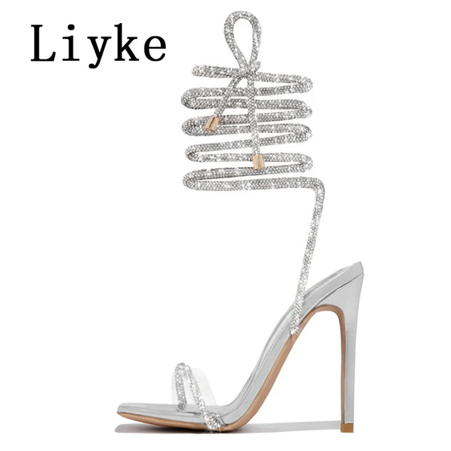 Women's Gold Padlock High Heels - Thin Strap Stiletto Footwear