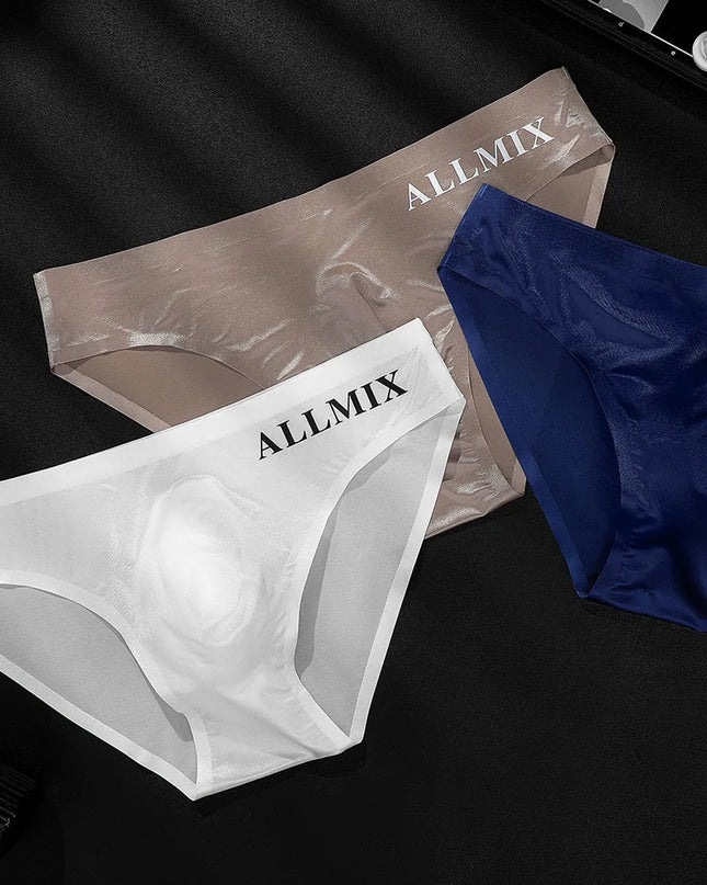 Men's Clear Ice Silk Low Waist U-Convex Seamless Briefs