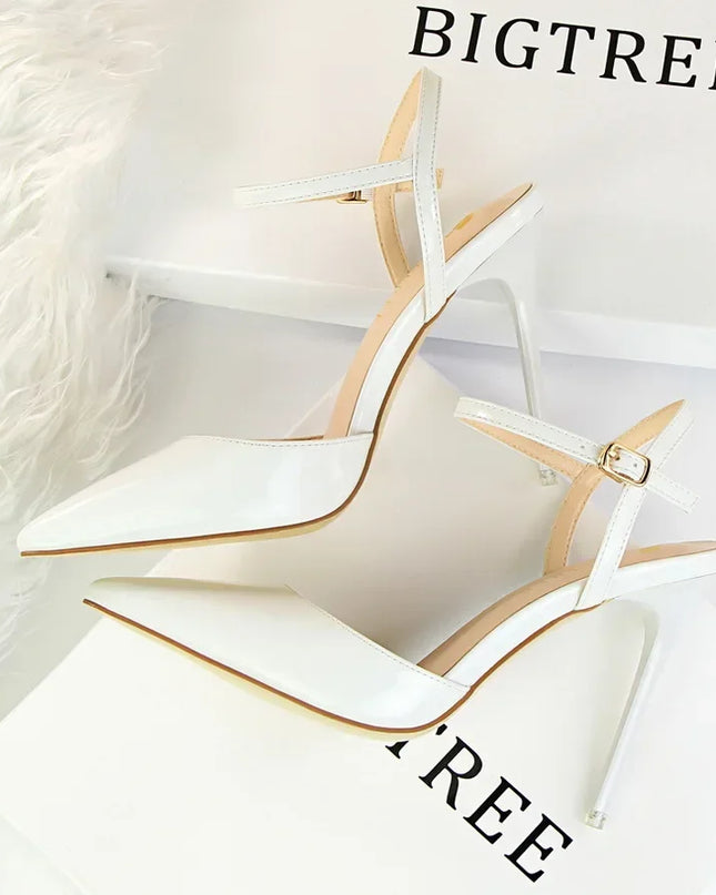 BIGTREE Women's Pointed Toe Buckle Strap Stiletto Heels
