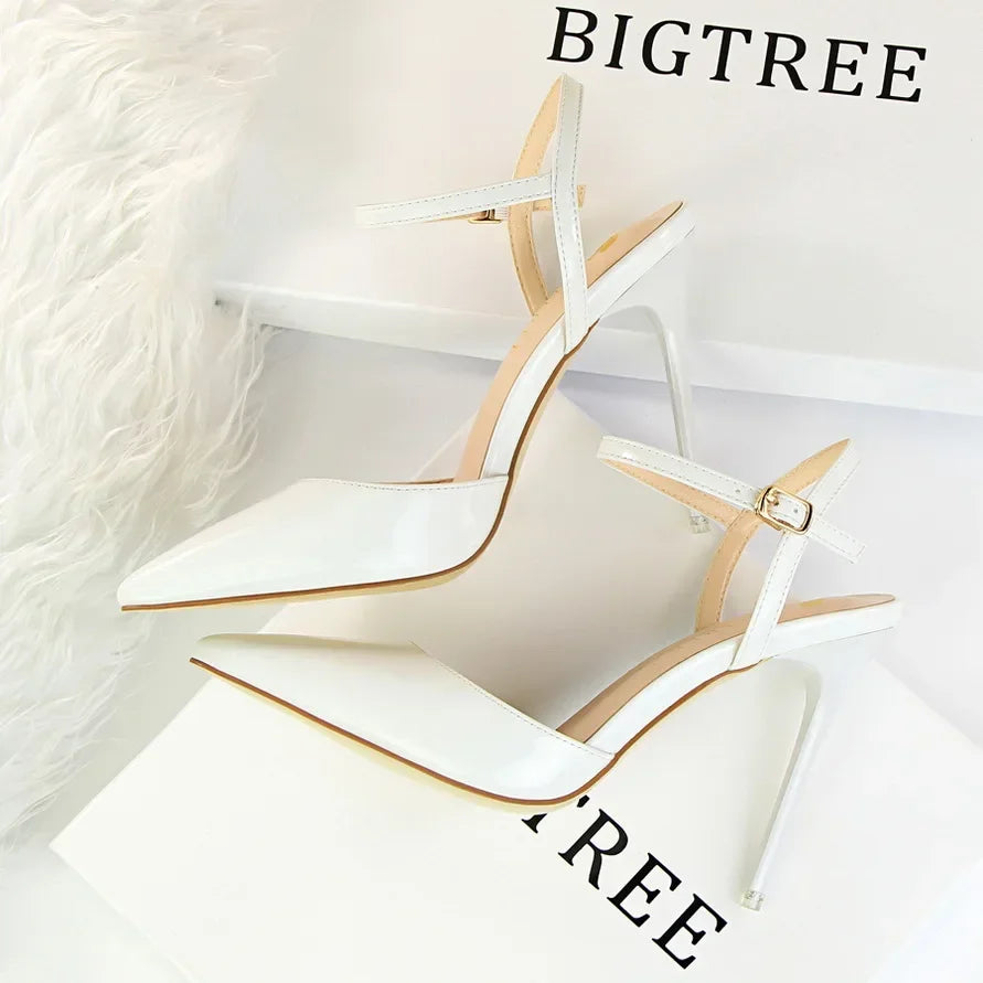 BIGTREE Women's Pointed Toe Buckle Strap Stiletto Heels