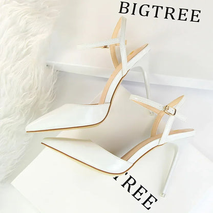 BIGTREE Women's Pointed Toe Buckle Strap Stiletto Heels