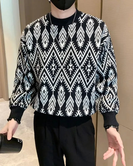 Half Turtleneck Jacquard Sweater for Men