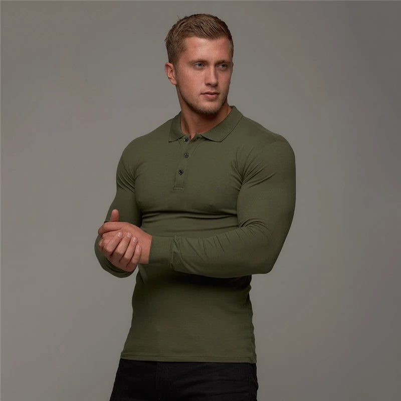 Mens Slim Fit Long Sleeve Polo Sweater – Breathable Cotton for Comfortable Style