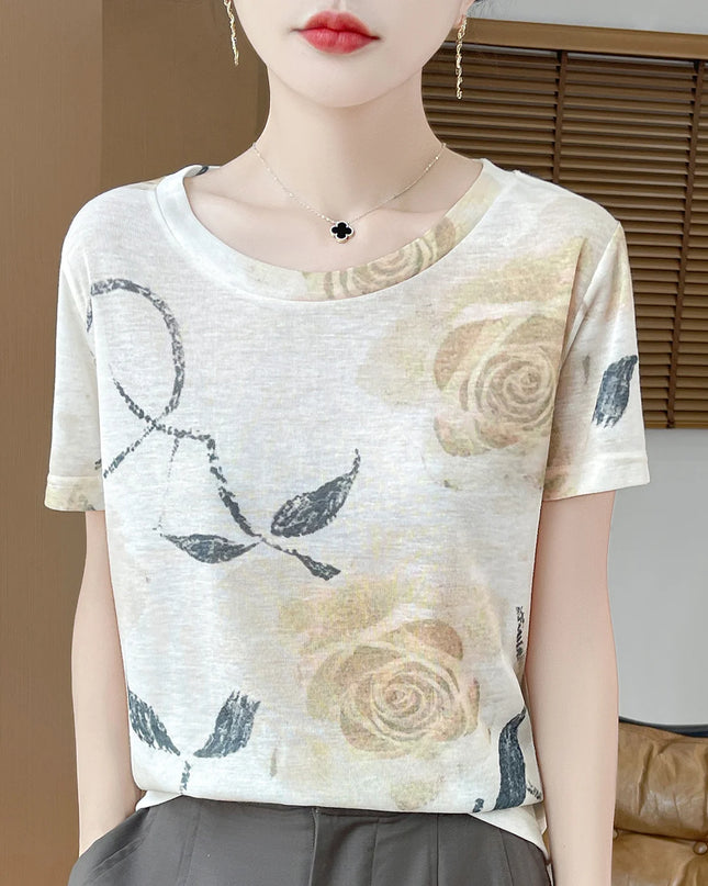 Elegant Women's Satin Silk V-Neck Short Sleeve Blouse