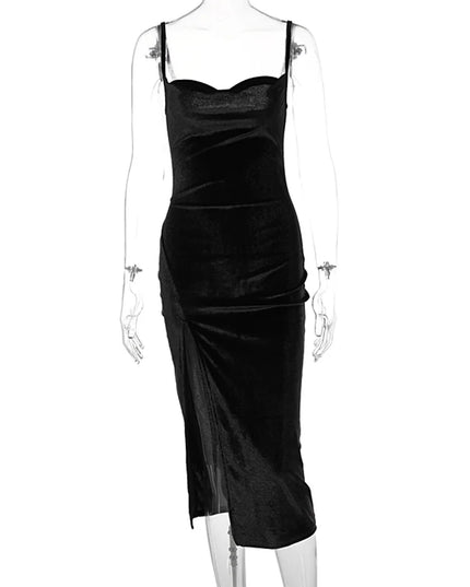 Elegant Velvet Midi Dress for Women - Various Colors