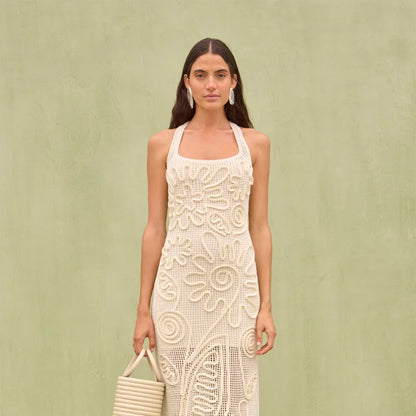 Women's Elegant Knitted Backless Long Dress – Stylish Straight Fit Evening Gown