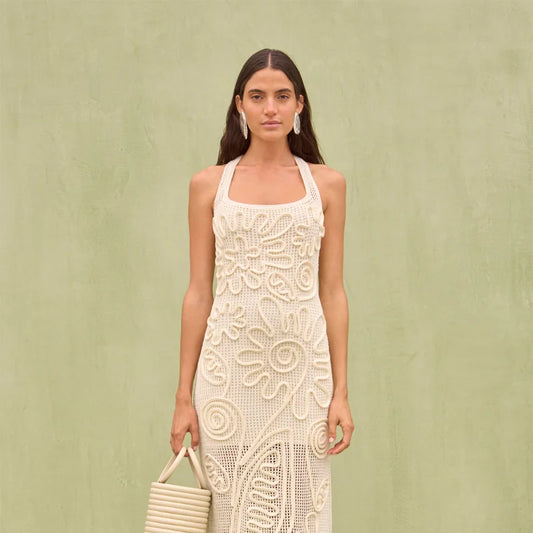 Women's Elegant Knitted Backless Long Dress – Stylish Straight Fit Evening Gown