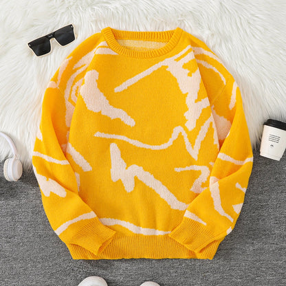 Men's Graffiti Jacquard Pattern Knit Sweater