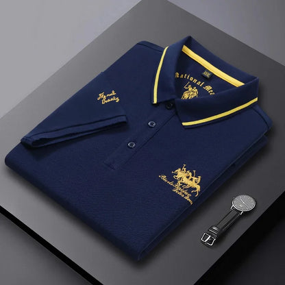 Men's Luxury Short Sleeve Embroidered Polo T- Shirt