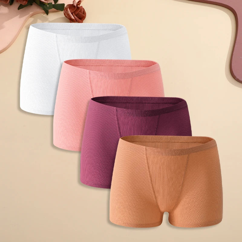 Set of 4 Women's Cotton Striped High-Waist Underwear