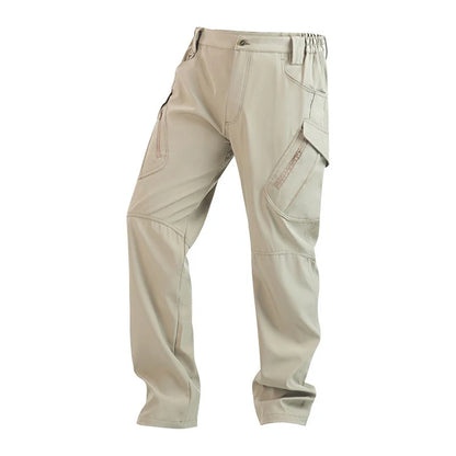 Men's Slim Fit Casual Pants with Multiple Pockets and Micro Elasticity