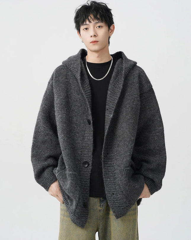 Men's Wool Knit Hoodie Cardigan - Warm, Stylish Woolen Sweater for Men