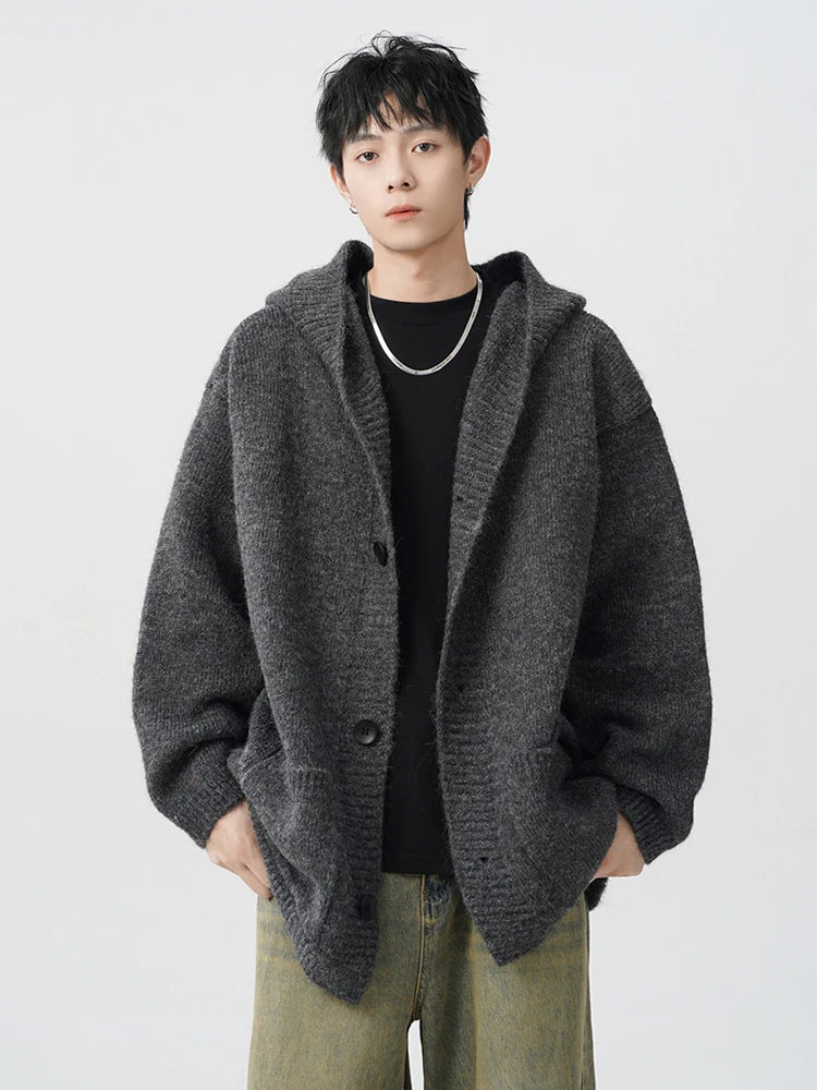 Men's Wool Knit Hoodie Cardigan - Warm, Stylish Woolen Sweater for Men