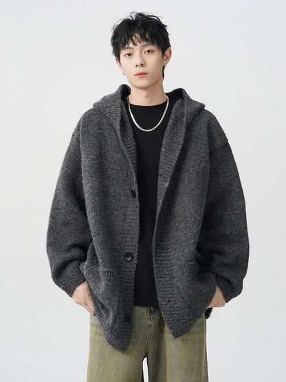 Men's Wool Knit Hoodie Cardigan - Warm, Stylish Woolen Sweater for Men