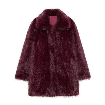 Women's Thick Fury Warm Coat with Flip Collar