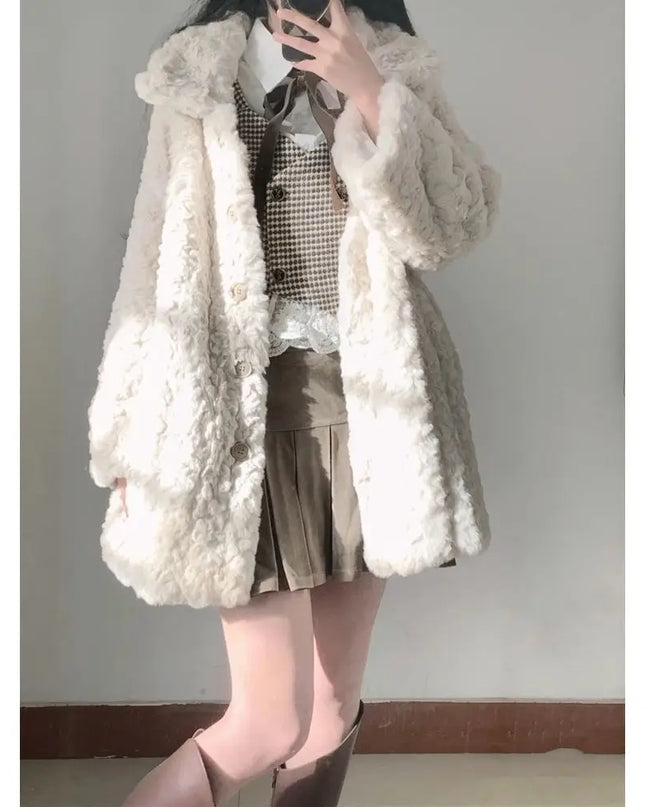 Women's Thickened Plush Coat – Warm, Cozy Winter Jacket for Women