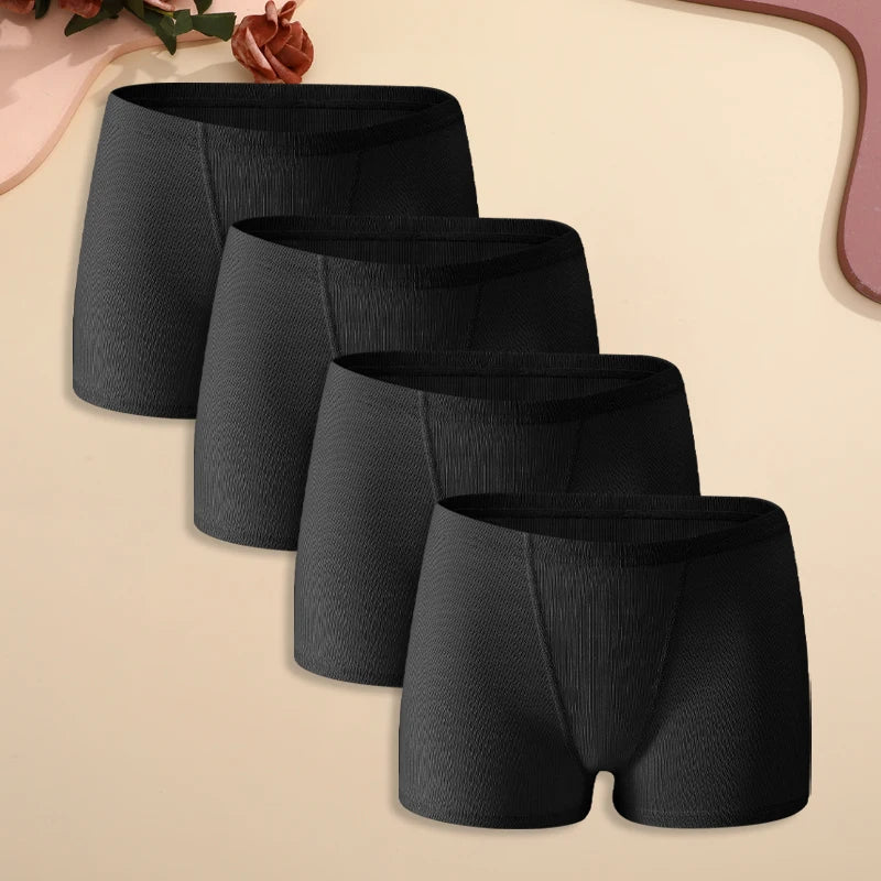 Set of 4 Women's Cotton Striped High-Waist Underwear
