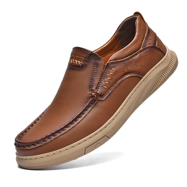 Men's Casual Leather Slip-On Loafers - Comfortable Men's Dress Shoes