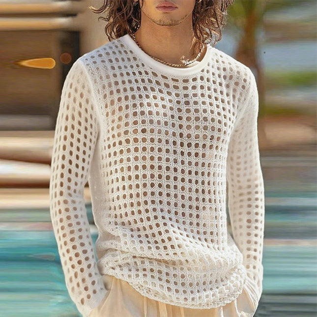 Hollow-Out Mesh Transparent Sweater for Men