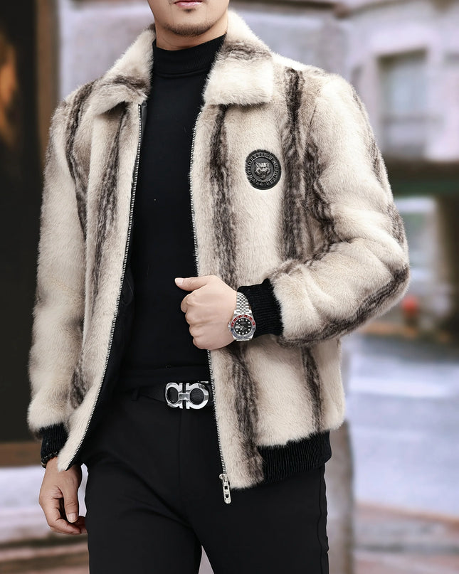 Men's Warm Lapel Imitation Mink Jacket