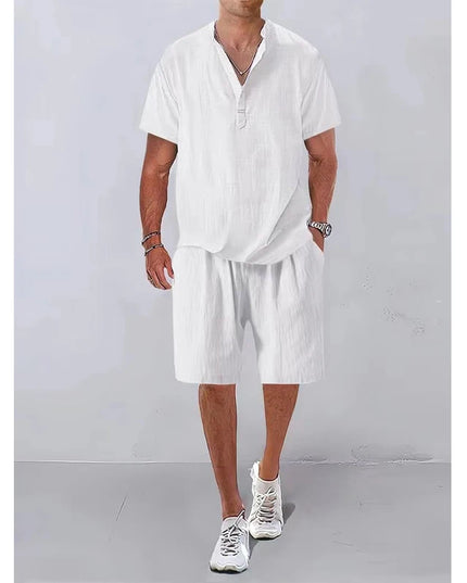 Men's Casual Two-Piece Polo Shirt and Shorts Set