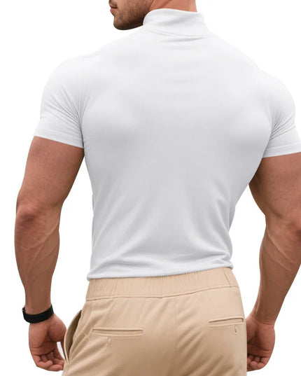 Men's Quick-Dry Half High Collar Short Sleeve Breathable Slim T-Shirt