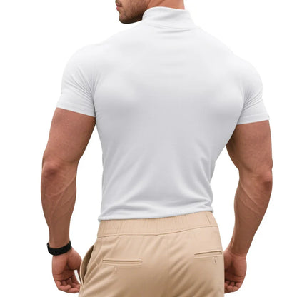 Men's Quick-Dry Half High Collar Short Sleeve Breathable Slim T-Shirt