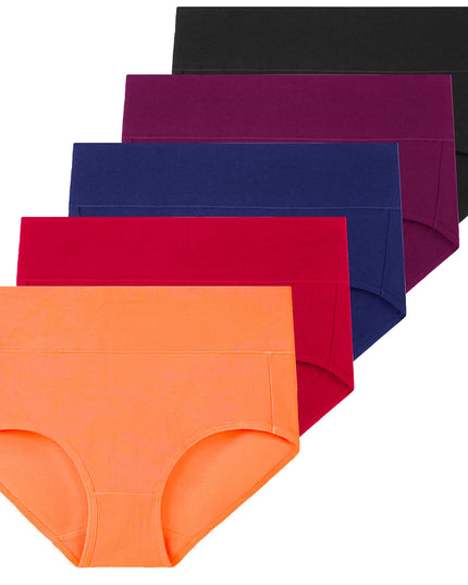 5-Piece Women's Breathable Cotton High-Cut Belly Control Panties
