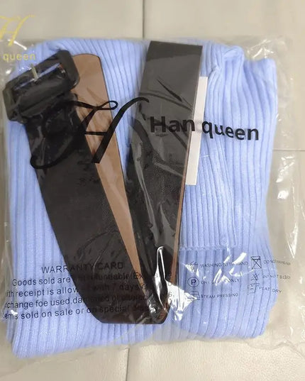 Han Queen Women's Knitted Turtleneck Bodycon Sweater Dress
