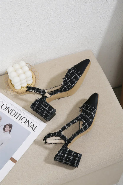 Women's Faux Leather Mid-Heel Sandals