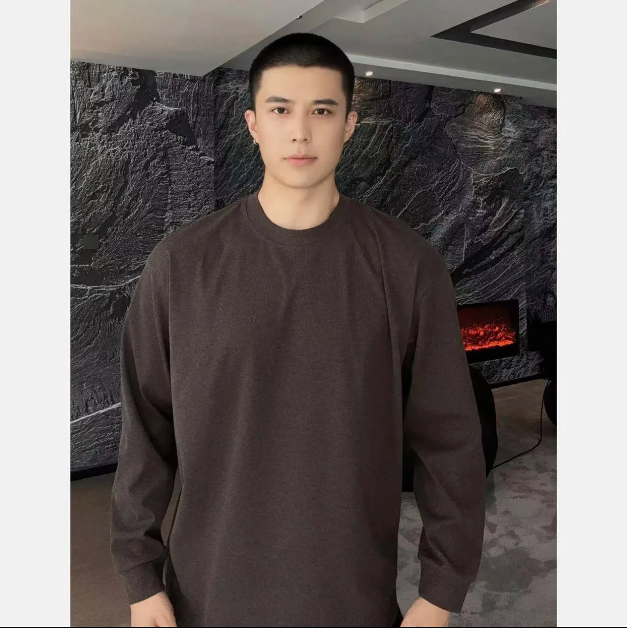 Men's Cotton Long Sleeve Casual Loose Fit Sweater
