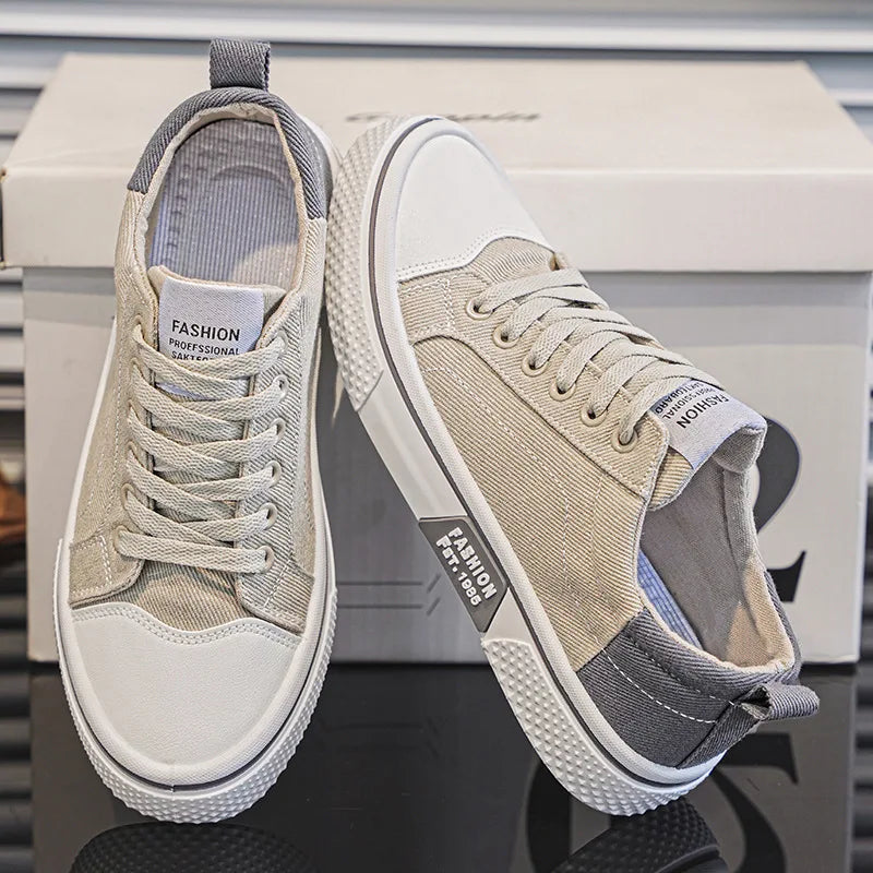 Men's Breathable Canvas Casual Sneakers with Non-Slip Sole