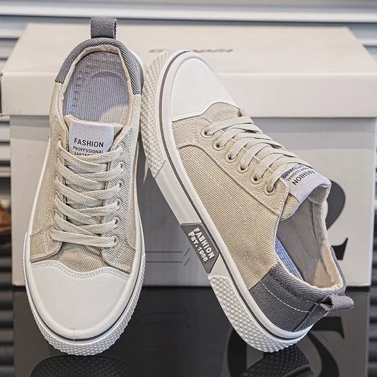 Men's Breathable Canvas Casual Sneakers with Non-Slip Sole