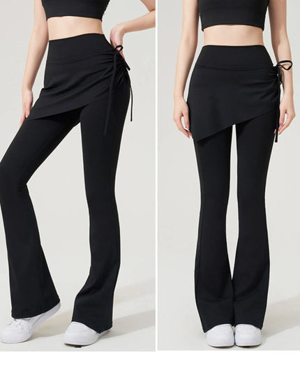 Women's High Waist Flared Sweatpants with Hip Lift Design & Side String Decoration