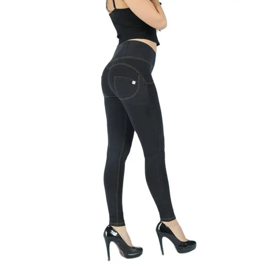Black leggings worn by a person on a white background