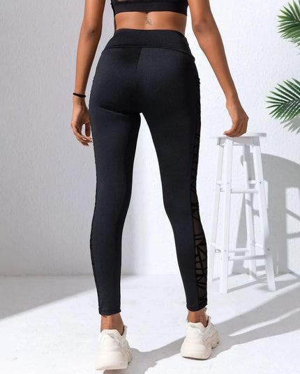 High Waist Women's Leggings with Side Mesh
