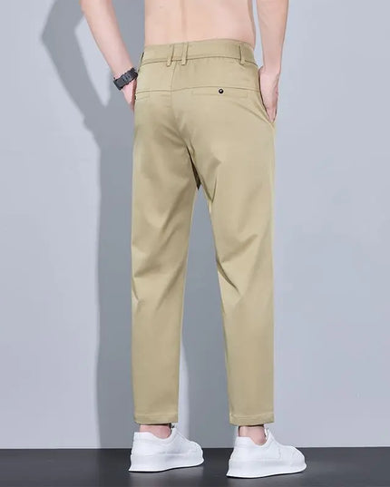 Men's Ankle-Length Straight Fit Pants – Slim Fit Thin Trousers for Men