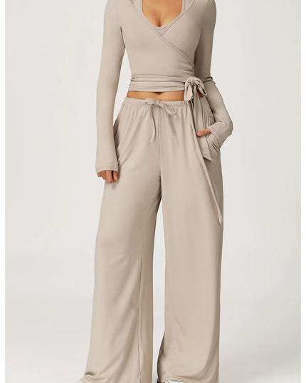 Women's 2/3 Pieces Quick-Dry Vest/Cropped Top and Drawstring Pants Set