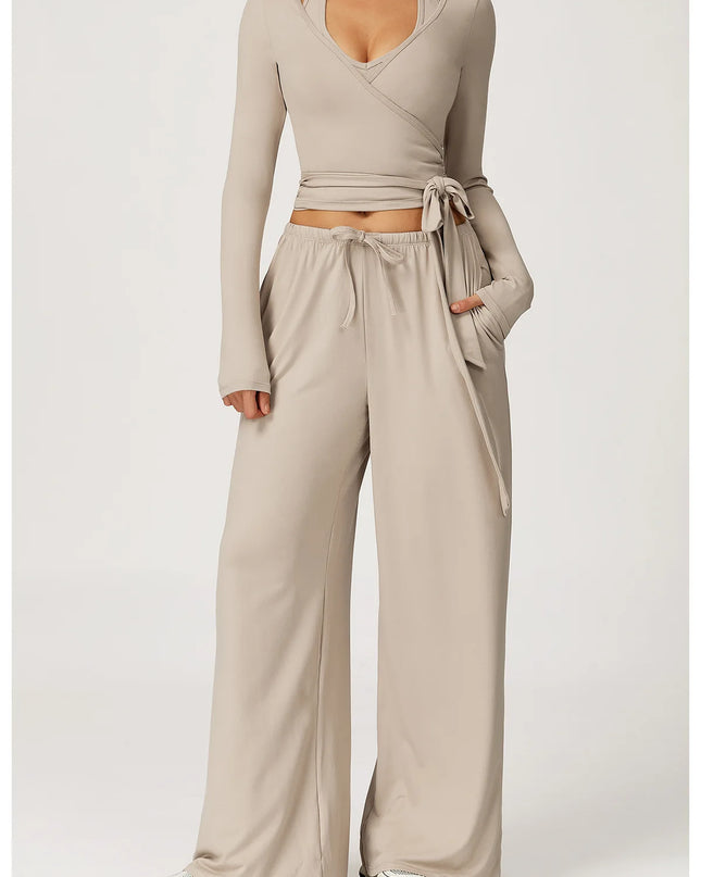 Women's 2/3 Pieces Quick-Dry Vest/Cropped Top and Drawstring Pants Set