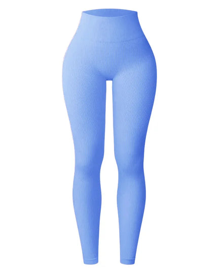 Women's High-Waisted Ribbed Yoga Pants - Various Colors