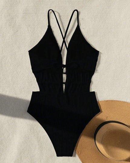 Luxury Women's Deep V Backless One-Piece Swimsuit
